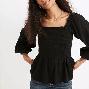 Madewell Lucie Smocked Peplum Top